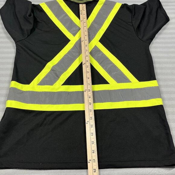 Tough Duck Polo Shirt Mens Medium Black Hi-Vis Reflective Safety Workwear Tape - Picture 9 of 10